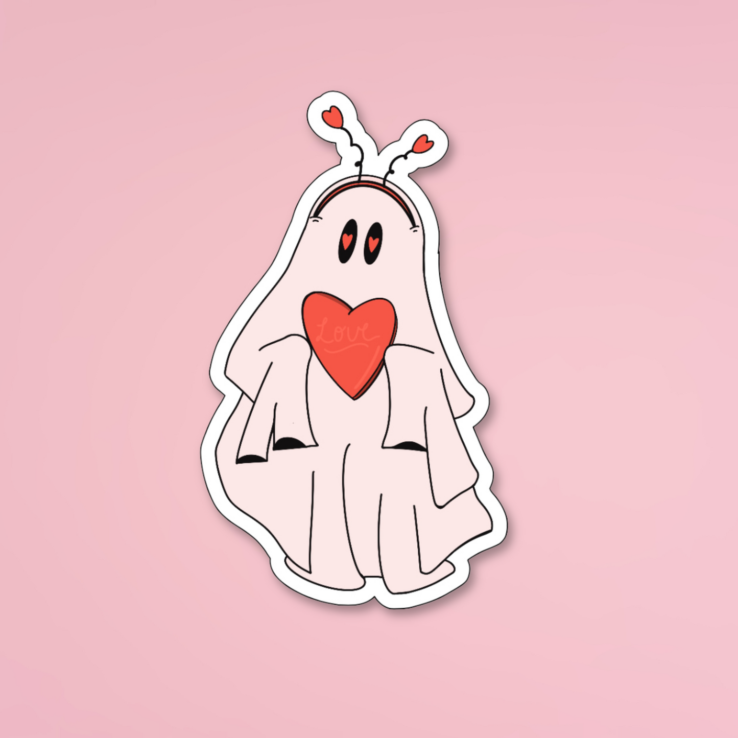Heart Eyes Ghost Sticker